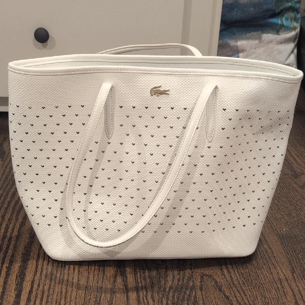 Lacoste White Perforated Tote
